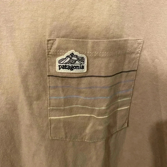 Men's (unisex) Line Logo Ridge  Stripe Organic Pocket T-Shirt - Picture 6 of 8